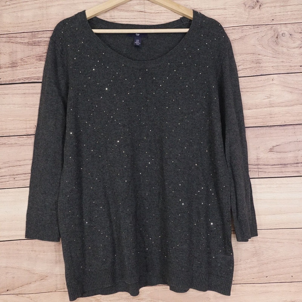GAP‎ CHARCOAL GREY DOT SWEATER WOMENS SIZE XL